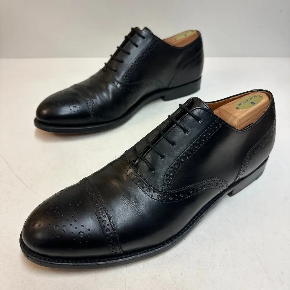 VGUC Grant Stone x J. Crew Ludlow Wingtip Oxford Black Calf Bench Made 11.5 D
